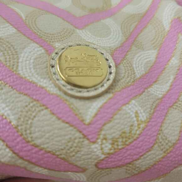 Coach Cosmetic Bag Pouch Pink Zebra Print - Picture 3 of 9